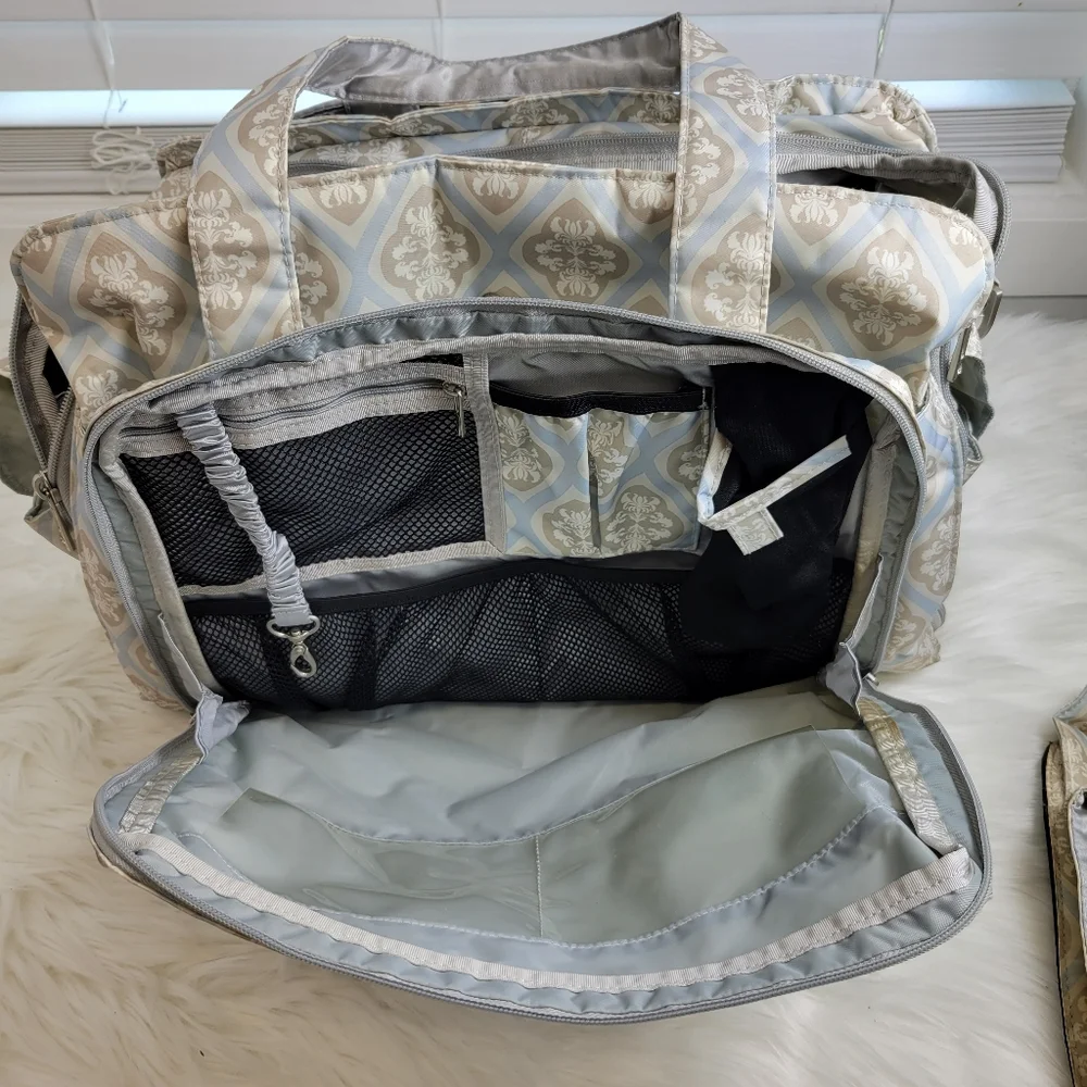 Ju.Ju-Be large travel diaper bag padded multipocket coated antigerm washable